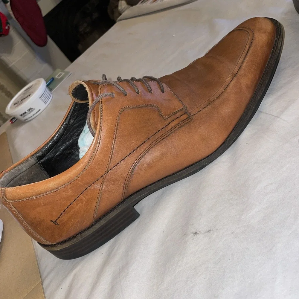 Johnston & Murphy Brown Lace Up Oxford Shoe Size 15M 20-8766‎ Larsey Apron Toe